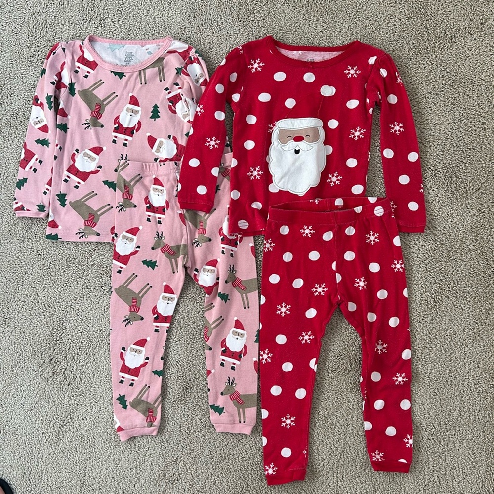 Bundle of two Carter’s Christmas holiday pajama sets, 2T